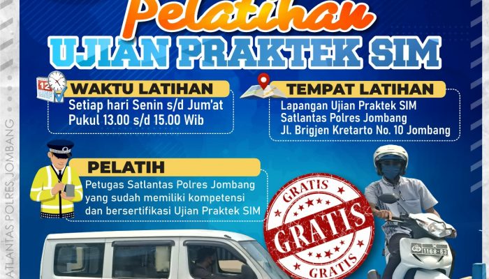 Polres Jombang Gelar Latihan Ujian Praktek SIM C dan SIM A, Gratis