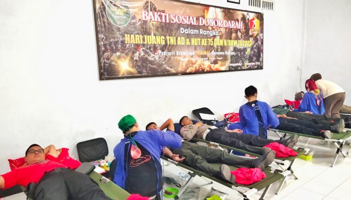 Wujud Sinergitas TNI / Polri, Dalam Rangka Hari Juang TNI Ke 75, Gelar Bakti Sosial  Donor Darah