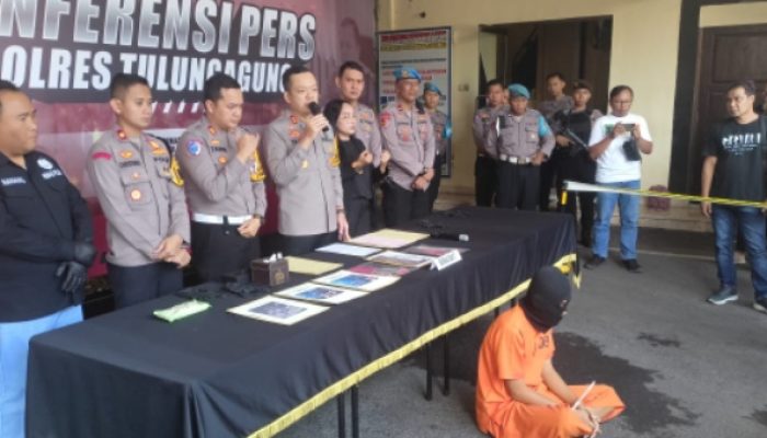 Polres Tulungagung Gelar Konferensi Pers Ungkap Kasus Laka Lantas Bus Bagong vs Motor