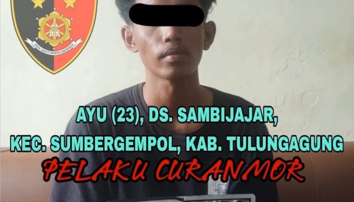 Pemuda Tulungagung Ditangkap Usai Curi Sepeda Motor di Kosan Ngunut